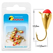 Капля с ушком и красной каплей d3.2мм 0,49гр 119071 Мормышка ВОЛЬФРАМ AQUA (золото) (уп.10 шт)