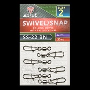 Карабин с вертлюгом SPRUT SS-22 BN №2/30kg Rolling swivel with fastlosk snap (уп.6шт)