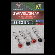 Карабин с вертлюгом скользящим SPRUT SS-82 BN M/25kg S plastic head moving rolling swivel (уп.4шт)