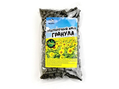 Жмых подсолнечника гранулы  8мм "КОНОПЛЯ" 500гр.