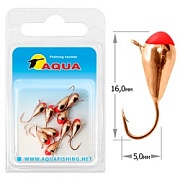 Капля с ушком и красной каплей d5мм 1.9гр 119075 Мормышка ВОЛЬФРАМ AQUA (медь) (уп.10 шт)