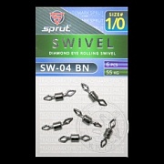 Вертлюг SPRUT SW-04 BN №1/0/55kg Diamond eye rolling swivel (уп.6шт)