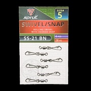 Карабин с вертлюгом SPRUT SS-21 BN №5/28kg Rolling swivel with hooked snap (уп.6шт)