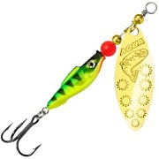 Блесна AQUA FISH LONG EXTRA-2, вес-12,0g, лепесток №2 (золото), цвет тела 62 (флуор. окунь, золото) 124176