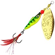 Блесна AQUA FISH LONG EXTRA-3, с оперением 20,0g, цвет 62 (флуор. окунь, золото) 129857