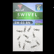 Вертлюг SPRUT SW-03 BN №6/25kg Roulette body rolling swivel (уп.12шт)