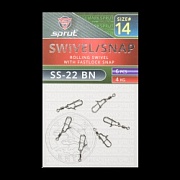 Карабин с вертлюгом SPRUT SS-22 BN №14/4kg Rolling swivel with fastlosk snap (уп.6шт)