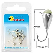 Капля с ушком и фосфорной каплей d4мм 1,10гр 119082 Мормышка ВОЛЬФРАМ AQUA (серебро) (уп.10 шт)