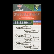 Карабин с вертлюгом SPRUT SS-22 BN №3/30kg Rolling swivel with fastlosk snap (уп.6шт)