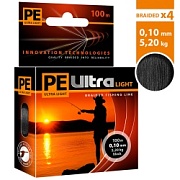 Плетеный шнур PE ULTRA LIGHT BLACK 0.10 mm 100m (черный)