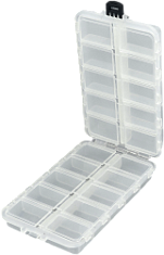 КОРОБОЧКА СЧ-4 для рыболовных мелочей ПРОЗРАЧНАЯ (20 отделений) (150*85*35мм)
