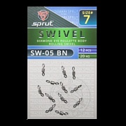 Вертлюг SPRUT SW-05 BN №7/20kg Diamond eye roulette body rolling swivel (уп.12шт)