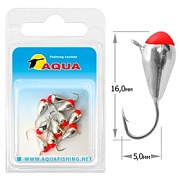 Капля с ушком и красной каплей d5мм 1.9гр 119076 Мормышка ВОЛЬФРАМ AQUA (серебро) (уп.10 шт)