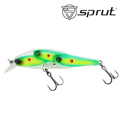 Воблер SPRUT Beru Triple 78F-LGRD-LGRD-LGRD 78mm 10.3gr загл.0,5-1,5m floating