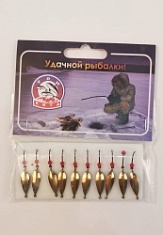 Блесна зимняя с подвесным крючком (латунь) 2,0гр. (уп/10шт)