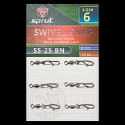 Карабин с вертлюгом SPRUT SS-25 BN №6/13kg Rolling swivel with diamond snap (уп.6шт)