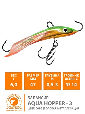 Балансир AQUA HOPPER 47mm, вес-6,0g, цвет 008 GR