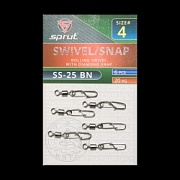 Карабин с вертлюгом SPRUT SS-25 BN №4/20kg Rolling swivel with diamond snap (уп.6шт)