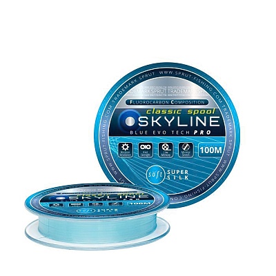 Леска SPRUT SKYLINE FC Evo Tech Classic 100m BLUE 0.185mm 5.65kg