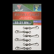 Карабин с вертлюгом SPRUT SS-21 BN №2/35kg Rolling swivel with hooked snap (уп.6шт)
