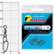 Карабин с вертлюгом AQUA SY-3007 №14 (8шт)