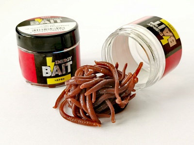 Искусств. насадка "ENERGY BAIT" ЧЕРВЬ (M) 5,5см, цв. земляной, ароматизир. (35шт)