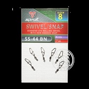 Карабин с вертлюгом SPRUT SS-44 BN №8/7kg Diamond eye rolling swivel with new hooked snap (уп.6шт)