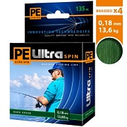 Плет. шнур PE ULTRA SPIN DARK GREEN 0.18m 135m (темно-зеленый)