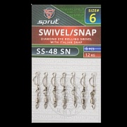 Вертлюг SPRUT SS-48 SN №6/12kg Diamond eye rolling swivel with italian snap (уп.6шт)