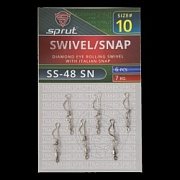 Вертлюг SPRUT SS-48 SN №10/7kg Diamond eye rolling swivel with italian snap (уп.6шт)