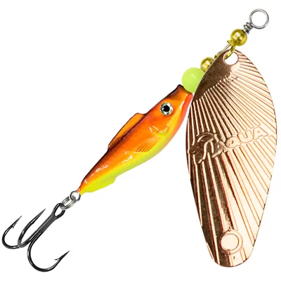 Блесна AQUA FISH SHELL-4, вес- 20,0g, лепесток №4 (медь), цвет тела 05 (оранжево-желтый) 124279