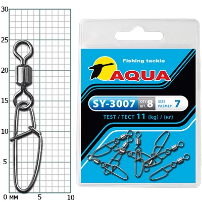 Карабин с вертлюгом AQUA SY-3007 №07 (8шт)
