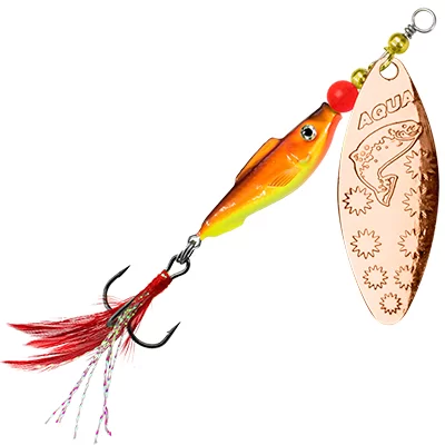 Блесна AQUA FISH LONG EXTRA-3, с оперением 20,0g, цвет 05 (жел-оранж. флюр, медь) 129855