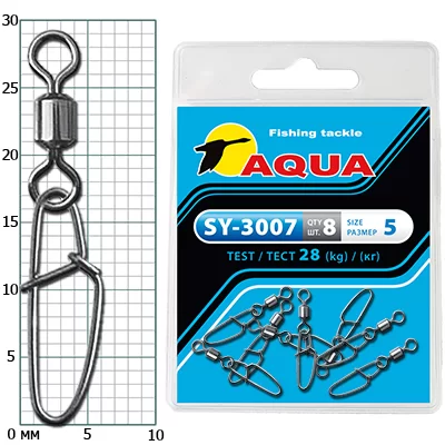 Карабин с вертлюгом AQUA SY-3007 №05 (8шт)