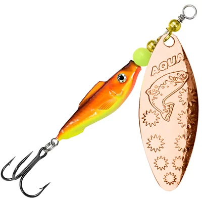 Блесна AQUA FISH LONG EXTRA-3, вес-20,0g, лепесток №3 (медь), цвет тела 05 (жел.-оранж. флюр, медь) 124276
