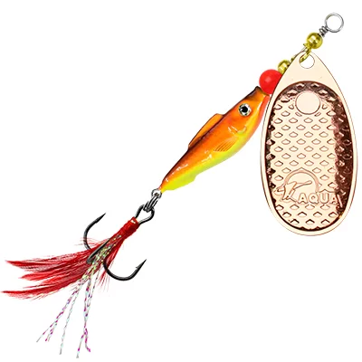 Блесна AQUA FISH COMET-4, с оперением 20,0g, цвет 05 (желто-оранжевый флюр, медь) 129851