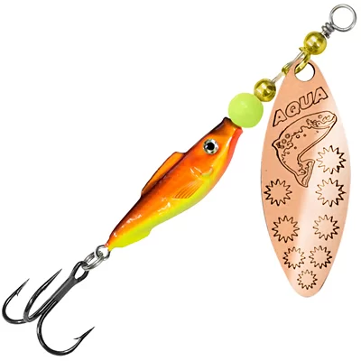 Блесна AQUA FISH LONG EXTRA-2, вес-12,0g, лепесток №2 (медь), цвет тела 05 (жел-оранж. флюр, медь) 124174