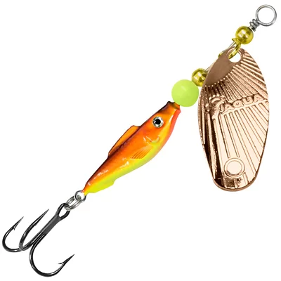 Блесна AQUA FISH SHELL-2, вес- 9,0g, лепесток №2 (медь), цвет тела 05 (оранж-жел) 124186