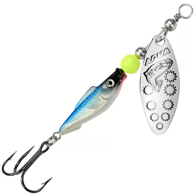 Блесна AQUA FISH LONG EXTRA-1, вес-9,0g, лепесток №1 (серебро), цвет тела 06 (голуб спинка, серебро) 124184