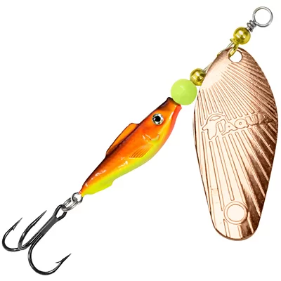 Блесна AQUA FISH SHELL-3, вес- 12,0g, лепесток №3 (медь), цвет тела 05 (оранжево-желтый) 124177