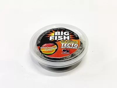 Тесто готовое в баночках "BIG FISH" НА КАРПА + "ФРУКТОВЫЙ МИКС" 100гр.