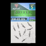 Вертлюг SPRUT SW-05 BN №5/30kg Diamond eye roulette body rolling swivel (уп.10шт)