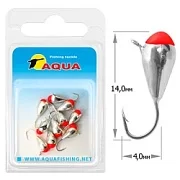 Капля с ушком и красной каплей d4мм 1.10гр 119073 Мормышка ВОЛЬФРАМ AQUA (серебро) (уп.10 шт)