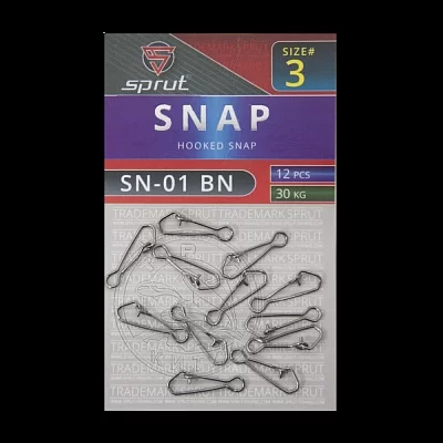 Карабин SPRUT SN-01 BN №3/30kg Hooked snap (уп.12шт)