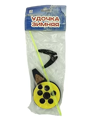 УДОЧКА зимняя "Балалайка" УС-3 (хлыст поликарб.) желтая (индивид. пакет)