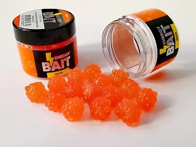 Искусств. насадка "ENERGY BAIT" СГУСТОК ИКРЫ, цв. оранж. прозрач., ароматизир. (15шт)