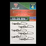 Карабин с вертлюгом SPRUT SS-26 BN №4/22kg Rolling swivel with coastlock snap (уп.6шт)