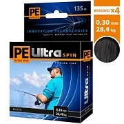 Плет. шнур PE ULTRA SPIN BLACK 0.30m 135m (черный)