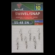 Вертлюг SPRUT SS-48 SN №10/7kg Diamond eye rolling swivel with italian snap (уп.6шт)