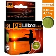 Плетеный шнур PE ULTRA LIGHT OLIVE 0.08mm 100m (оливковый)